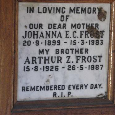FROST Johanna E.C. 1899-1983 :: FROST Arthur Z. 1926-1987