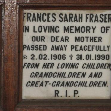 FRASER Frances Sarah 1906-1990