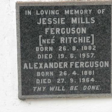 FERGUSON Alexander 1881-1964 &amp; Jessie Mills RITCHIE 1882-1957