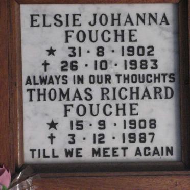 FOUCHE Thomas Richard 1908-1987 &amp; Elsie Johanna 1902-1983