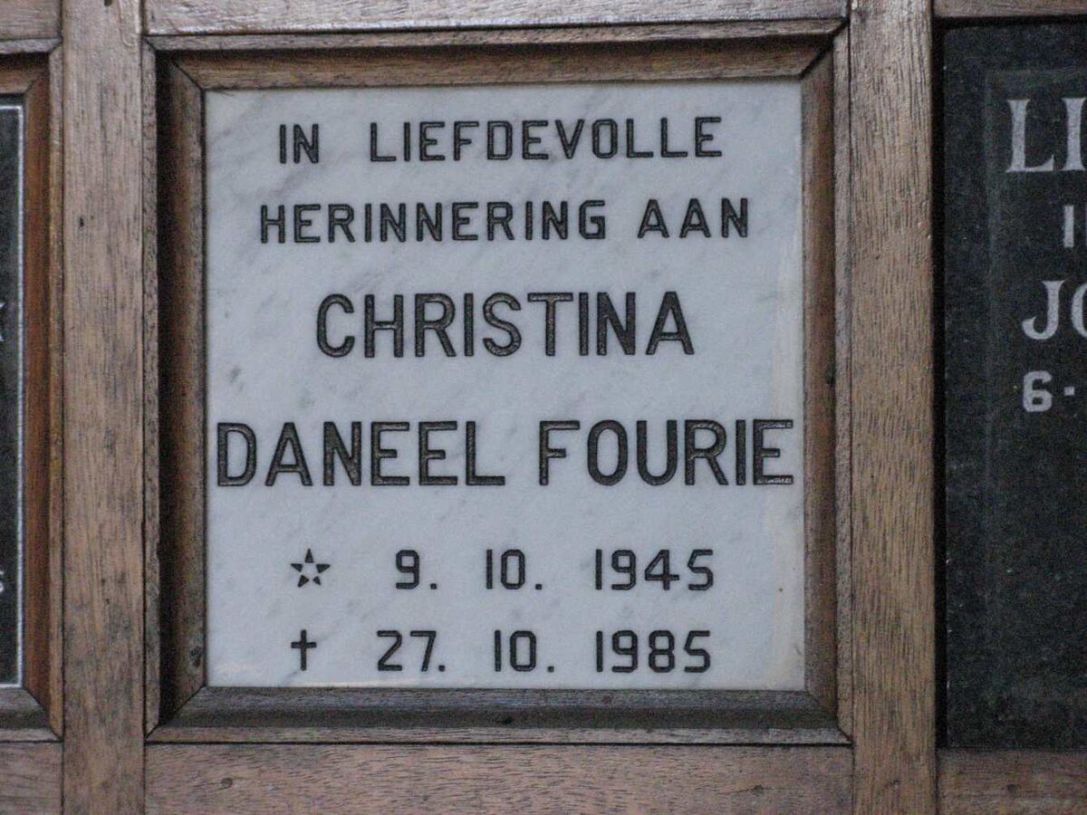 FOURIE Christina Daneel 1945-1985