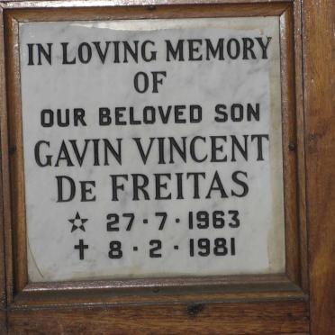 FREITAS Gavin Vincent, de 1963-1981