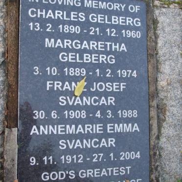GELBERG Charles 1890-1960  &amp; Margaretha 1889-1974 :: SVANCAR Franz Josef 1908-1988 &amp; Annemarie Emma 1912-2004