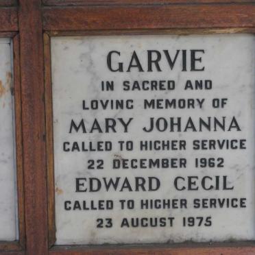 GARVIE Edward Cecil -1975 &amp; Mary Johanna -1962