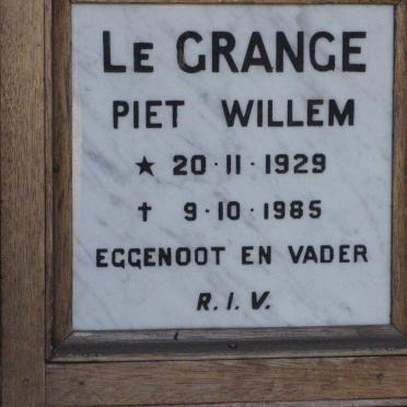 GRANGE Piet Willem, le 1929-1985
