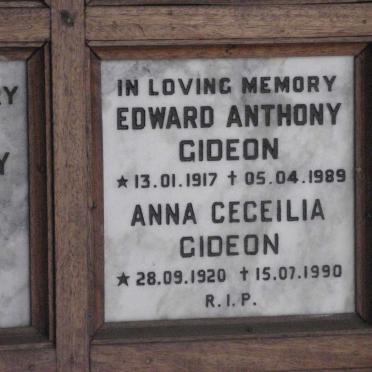 GIDEON Edward Anthony 1917-1989 &amp; Anna Ceceilia 1920-1990