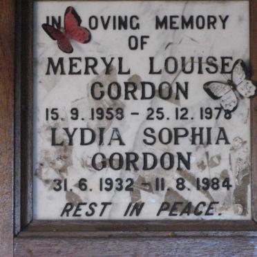 GORDON Lydia Sophia 1932-1984 :: GORDON Meryl Louise 1958-1978
