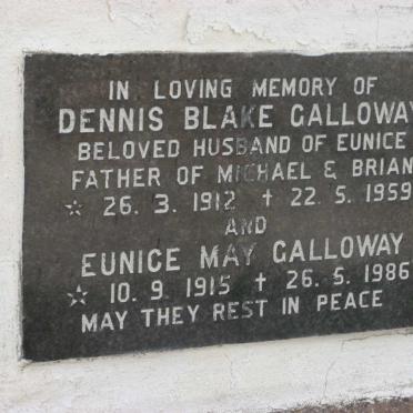 GALLOWAY Dennis Blake 1912-1959 &amp; Eunice May 1915-1986