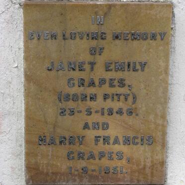GRAPES Harry Francis -1951 &amp; Janet Emily PITT -1946