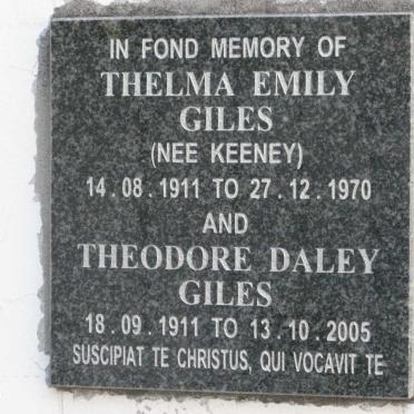 GILES Theodore Daley 1911-2005 &amp; Thelma Emily KEENEY 1911-1970