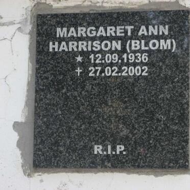 HARRISON Margaret Ann nee BLOM 1936-2002