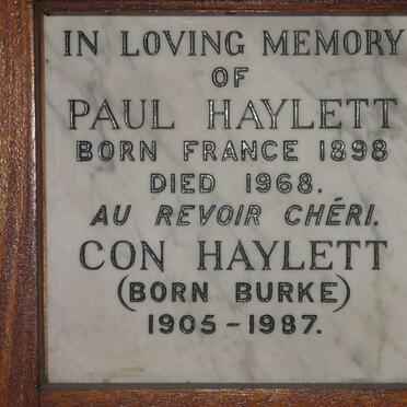 HAYLETT Paul 1898-1968 &amp; Con BURKE 1905-1987