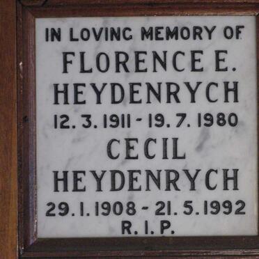 HEYDENRICH Cecil 1908-1992 &amp; Florence E. 1911-1980