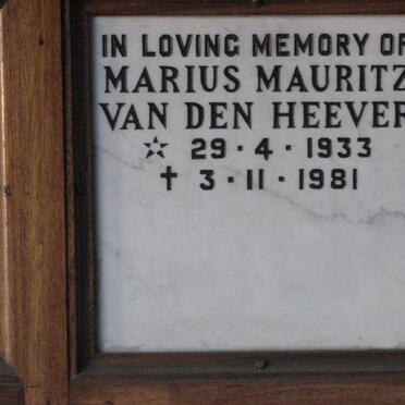 HEEVER Marius Mauritz, van den 1933-1981