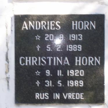 HORN Andries 1913-1989 &amp; Christina 1920-1989