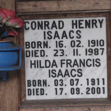 ISAACS Conrad Henry 1910-1987 &amp; Hilda Francis 1911-2001