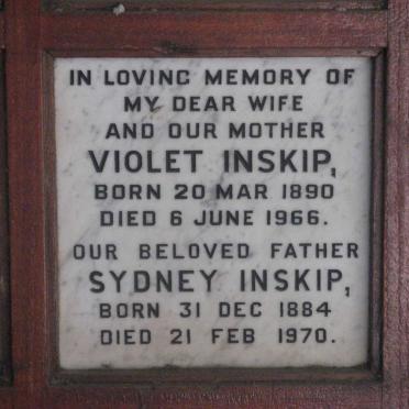 INSKIP Sydney 1884-1970 &amp; Violet 1890-1966