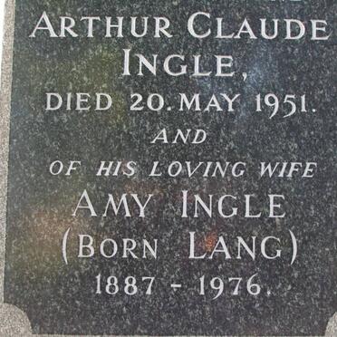 INGLE Arthur Claude -1951 &amp; Amy LANG 1887-1976