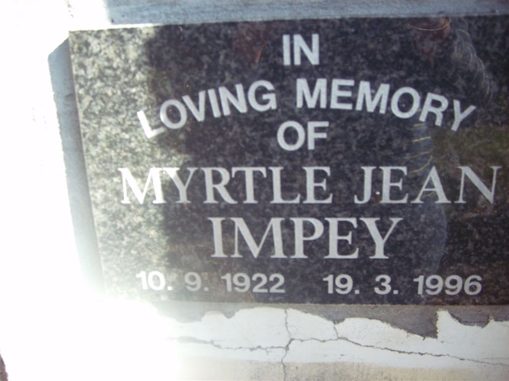 IMPEY Myrtle Jean 1922-1996