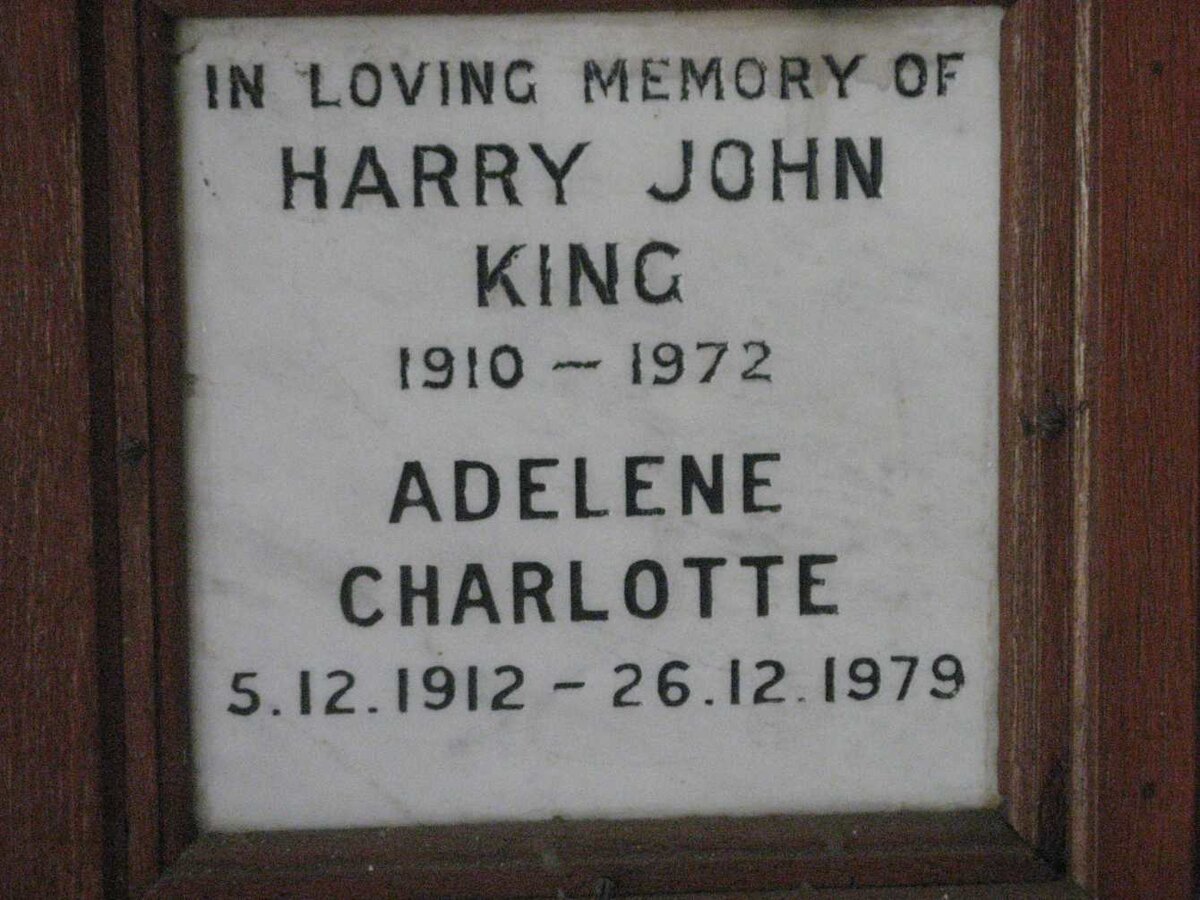 KING Harry John 1910-1972 &amp; Adelene Charlotte 1912-1979