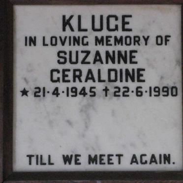 KLUGE Suzanne Geraldine 1945-1990
