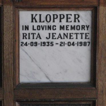 KLOPPER Rita Jeanette 1935-1987