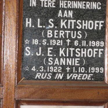 KITSHOFF H.L.S. 1921-1989 &amp; S.J.E. 1922-1999