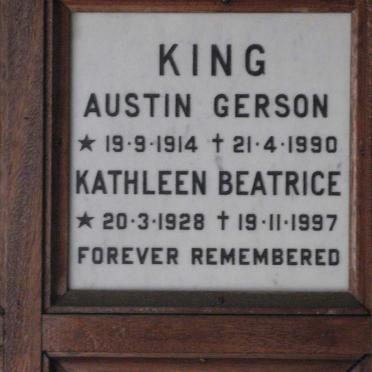 KING Austin Gerson 1914-1990 &amp; Kathleen Beatrice 1928-1997