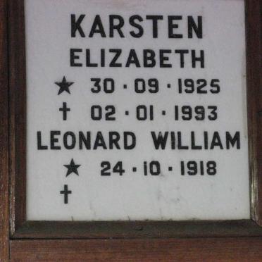 KARSTEN Leonard William 1918-? &amp; Elizabeth 1925-1993