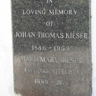 KIESER Johan Thomas 1886-1952 &amp; Maud Mary VAN SITTERT 1889-1971