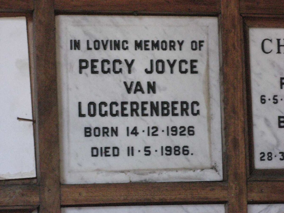 LOGGERENBERG Peggy Joyce, van 1926-1986