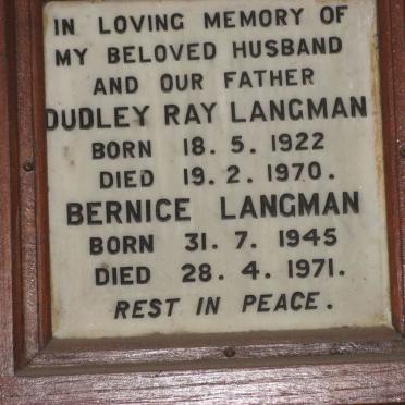 LANGMAN Dudley Ray 1922-1970 :: LANGMAN Bernice 1945-1971