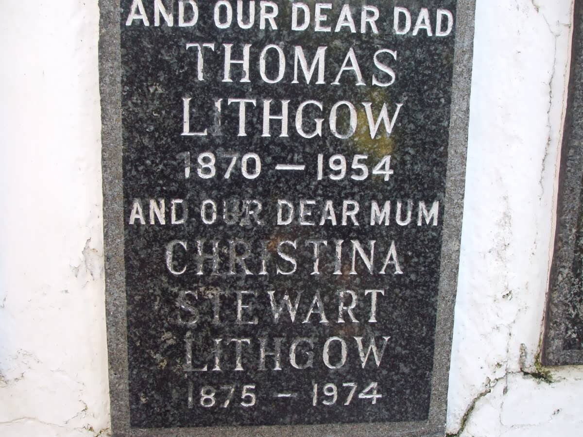 LITHGOW Thomas 1870-1954 &amp; Christina Stewart 1875-1974