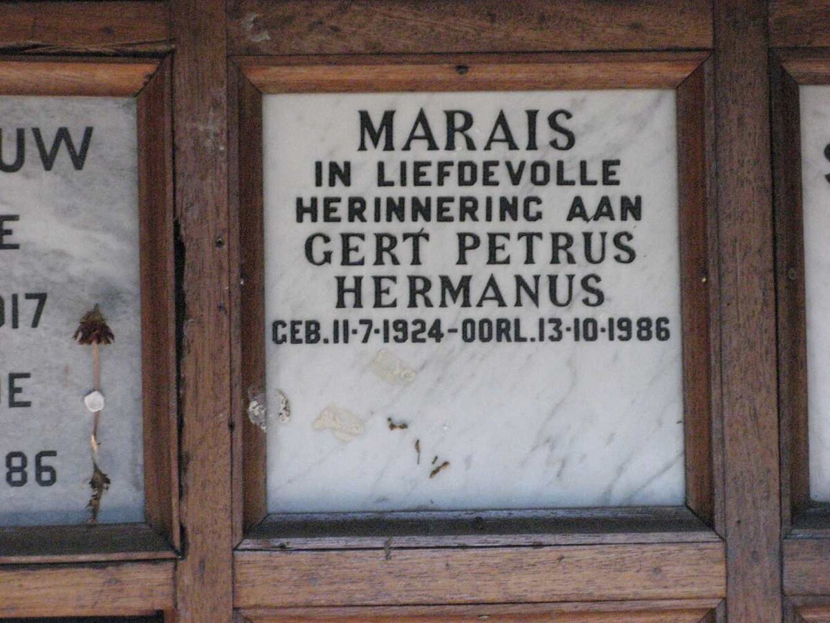 MARAIS Gert Petrus Hermanus 1924-1986