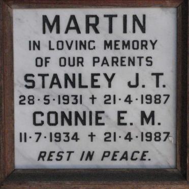 MARTIN Stanley J.T. 1931-1987 &amp; Connie E.M. 1934-1987