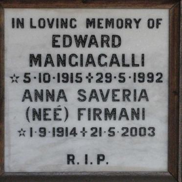 MANGIAGALLI Edward 1915-1992 &amp; Anna Saveria FIRMANI 1914-2003