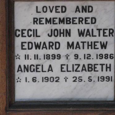 MATHEW Cecil John Walter Edward 1899-1986 &amp; Angela Elizabeth 1902-1991