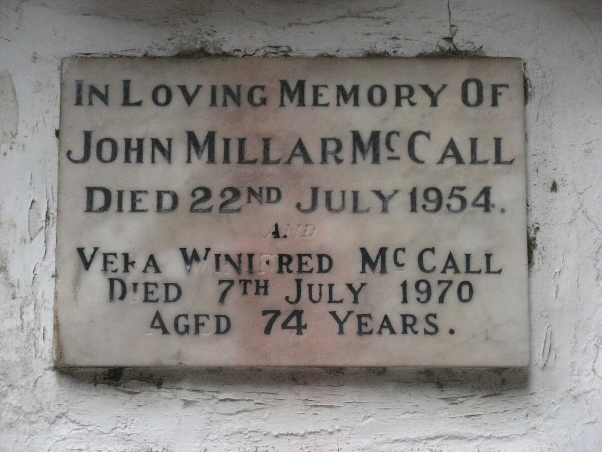 McCALL John Millar -1954 &amp; Vera Winifred -1970