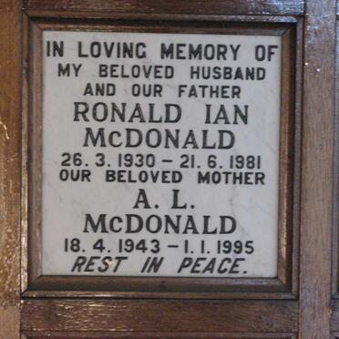 McDONALD Ronald Ian 1930-1981 &amp; A.L. 1943-1995