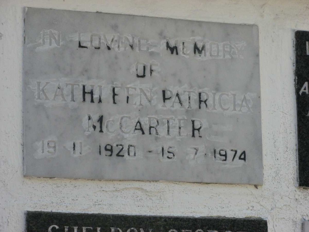 McCARTER Kathleen Patricia 1920-1974