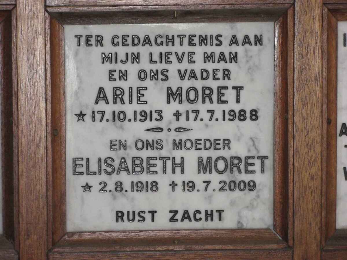MORET Arie 1913-1988 &amp; Elisabeth 1918-2009