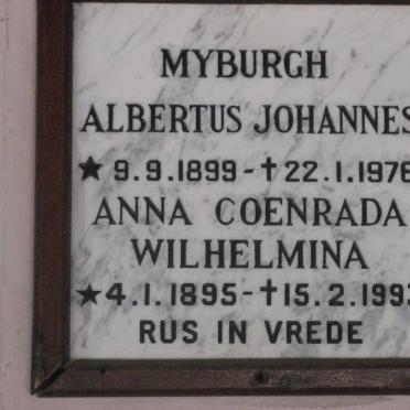 MYBURGH Albertus Johannes 1899-1976 &amp; Anna Coenrada Wilhelmina 1895-1993