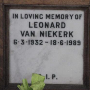 NIEKERK Leonard, van 1932-1989