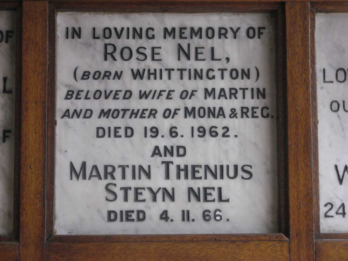 NEL Martin Thenius Steyn -1966 &amp; Rose WHITTINGTON -1962