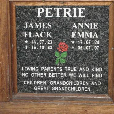 PETRIE James Flack 1923-1983 &amp; Annie Emma 1924-2007