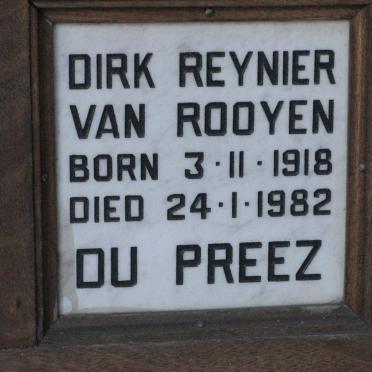 PREEZ Dirk Reynier van Rooyen, du 1918-1982
