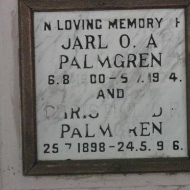 PALMGREN Jarl O.A. 1900-1974 &amp; Christine D.R. 1898-1976