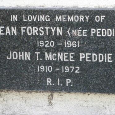 PEDDIE John McNee 1910-1972 :: FORSTYN Jean Forstyn nee PEDDIE 1920-1961