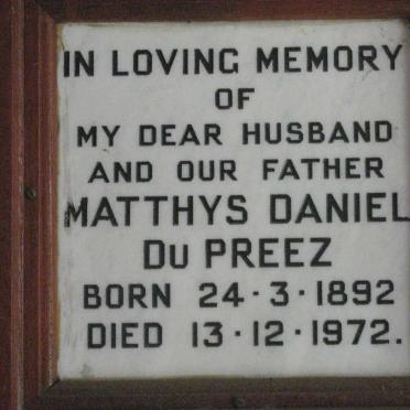 PREEZ Matthys Daniel, du 1892-1972