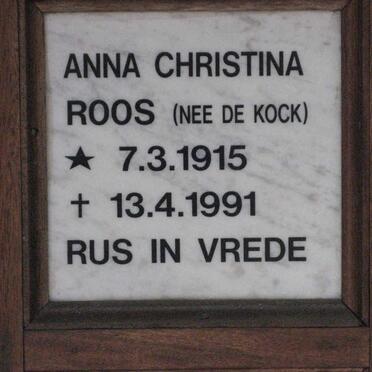 ROOS Anna Christina nee DE KOCK 1915-1991